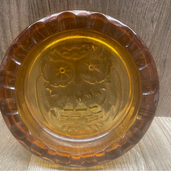 Source Unknown Other - VTG Amber Glass OWl Ashtray Trinket Dish Beautiful Collectible Cabin Or Office